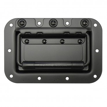 Medium Black Recessed Flip Handle with Thin Grip and Rivet Protection